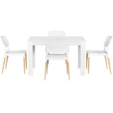 1 Artiss Dining Table and 4 Chairs Set White Wood