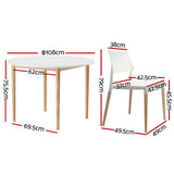 1 Artiss Dining Table and 4 Chairs Set White Wood