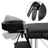 Zenses Massage Table 75cm Portable 3 Fold Aluminium Beauty Bed Black