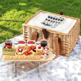 Alfresco 2 Person Picnic Basket Set with Table Blanket Cooler Wooden Insulated