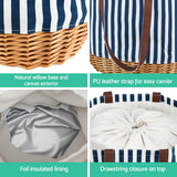 Alfresco 4 Person Picnic Basket Bag Set Wooden Blanket Cooler Outdoor Insulated