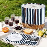 Alfresco 4 Person Picnic Basket Bag Set Wooden Blanket Cooler Outdoor Insulated