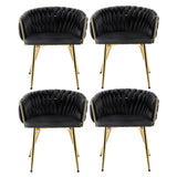 1 Set of 4 Artiss Dining Chairs Velvet Armchair Black