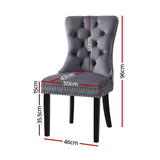 1 Set of 4 Artiss Dining Chairs Grey Velvet