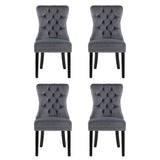 1 Set of 4 Artiss Dining Chairs Grey Velvet