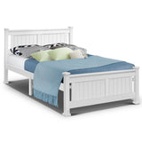 Artiss Bed Frame Double Size Wooden White RIO