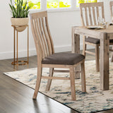 2x Wooden Frame Leatherette in Solid Acacia Wood & Veneer Dining Chairs in Oak Colour