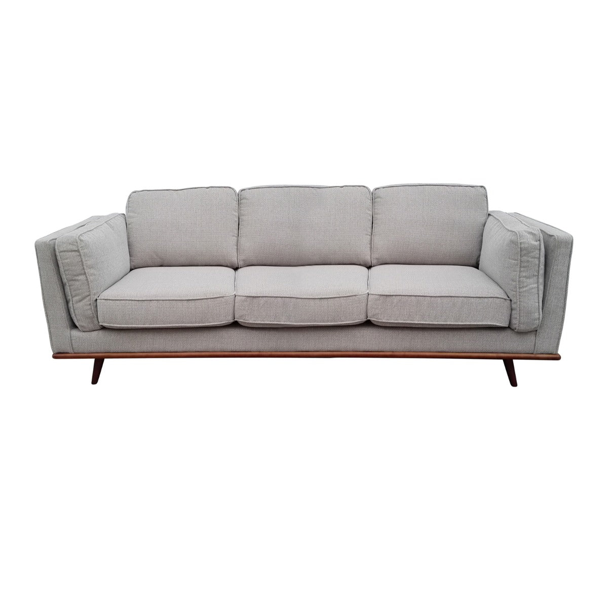 Arm Chairs & Recliners: 3 Seater Sofa Beige Fabric Modern Lounge Set for Living Room Couch with Wooden Frame