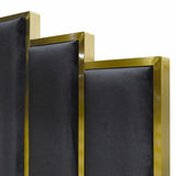 Queen Gas Lift Storage Bedframe Golden Frame Luxury Black Velvet Fabric