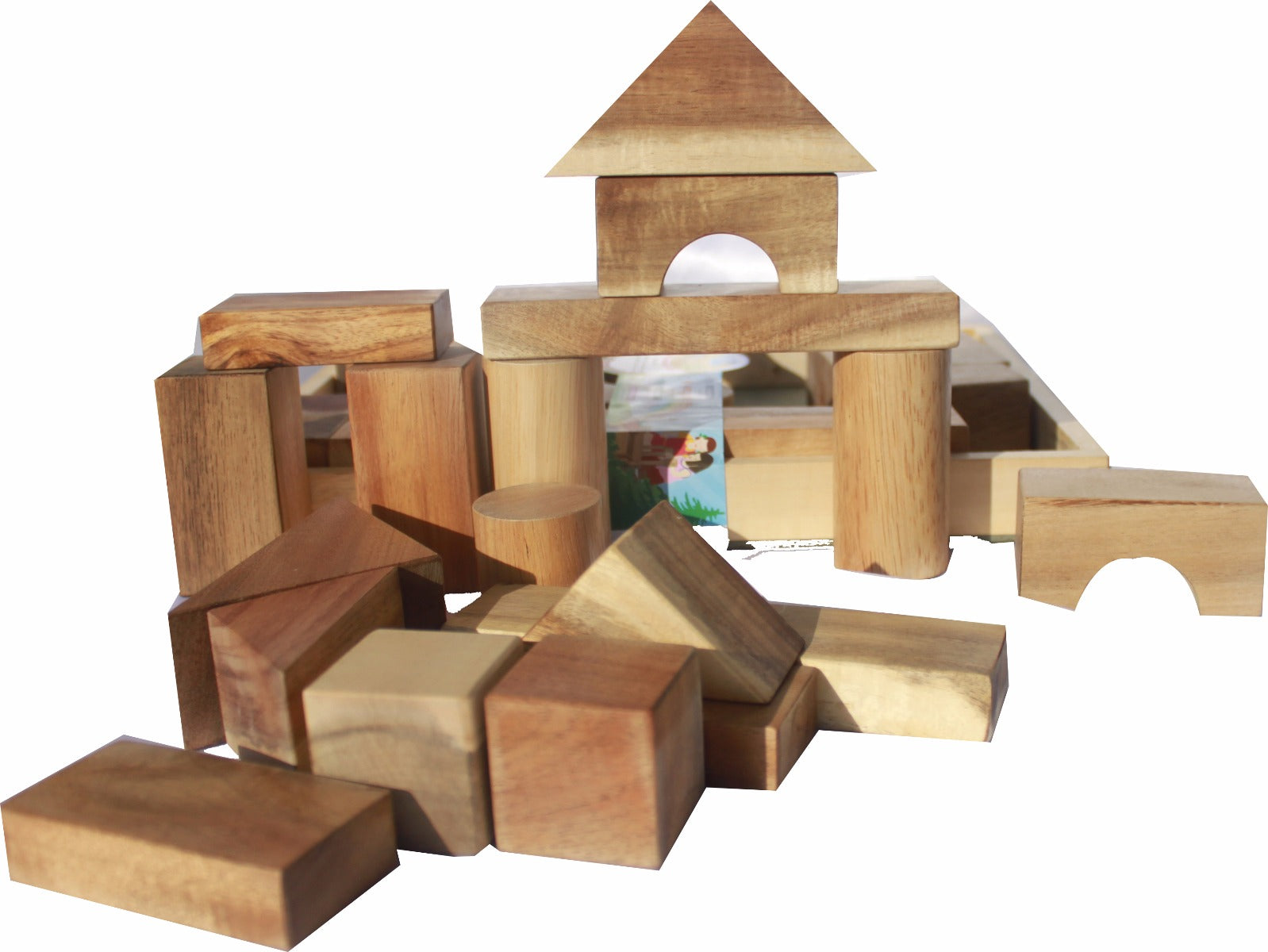 Building Toys: NATURAL WOOD BLOCKS 34 PCS
