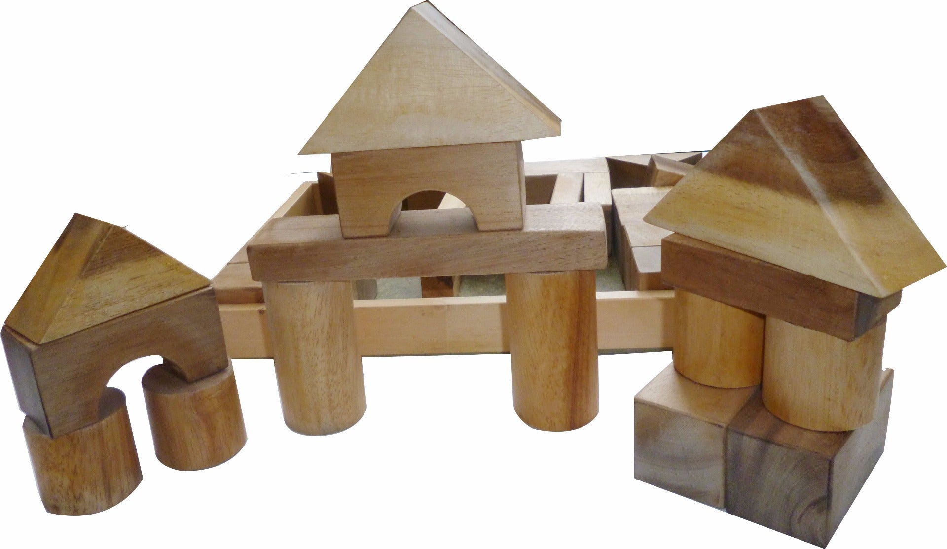 Building Toys: NATURAL WOOD BLOCKS 34 PCS