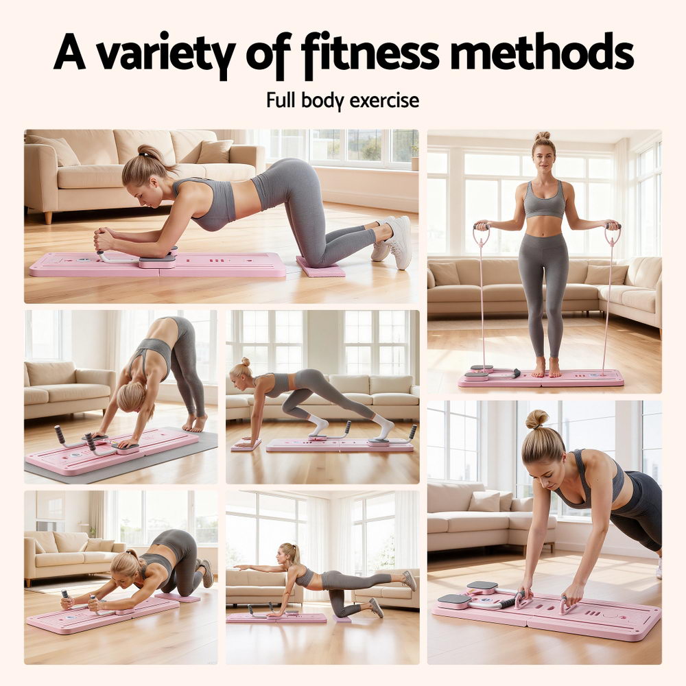 Yoga & Pilates: Everfit Pilates Board Foldable Reformer Multi Functional Exercise Trainer Pink
