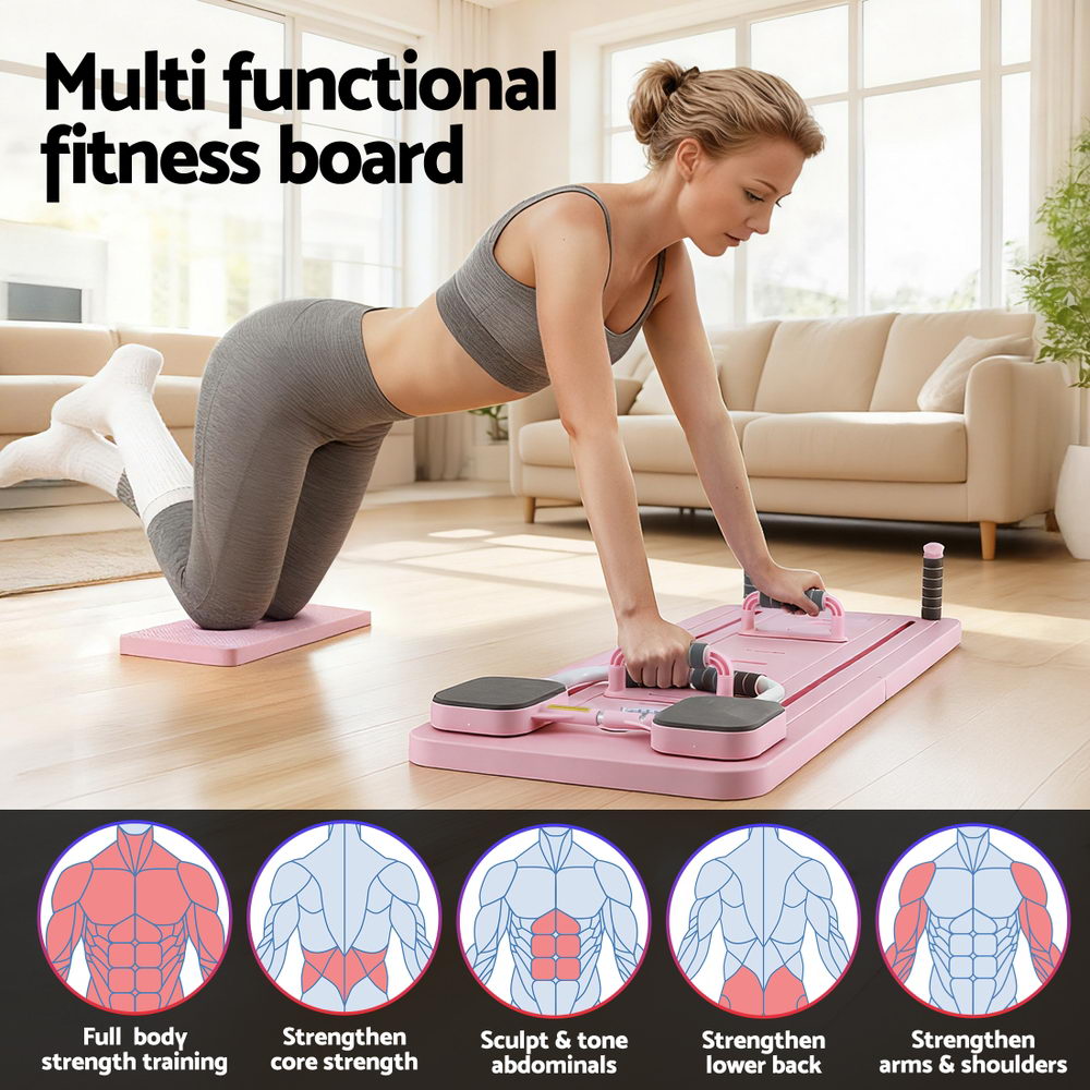Yoga & Pilates: Everfit Pilates Board Foldable Reformer Multi Functional Exercise Trainer Pink