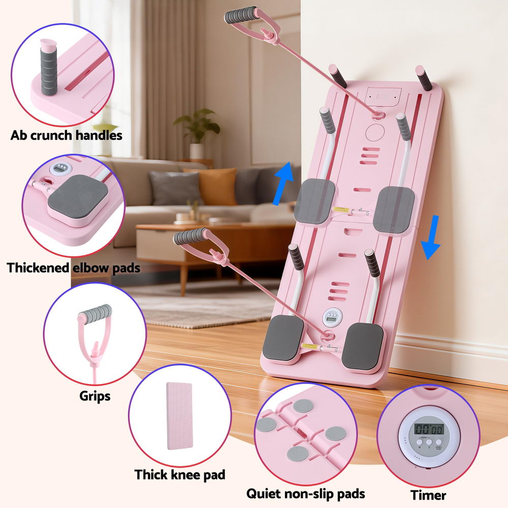 Yoga & Pilates: Everfit Pilates Board Foldable Reformer Multi Functional Exercise Trainer Pink
