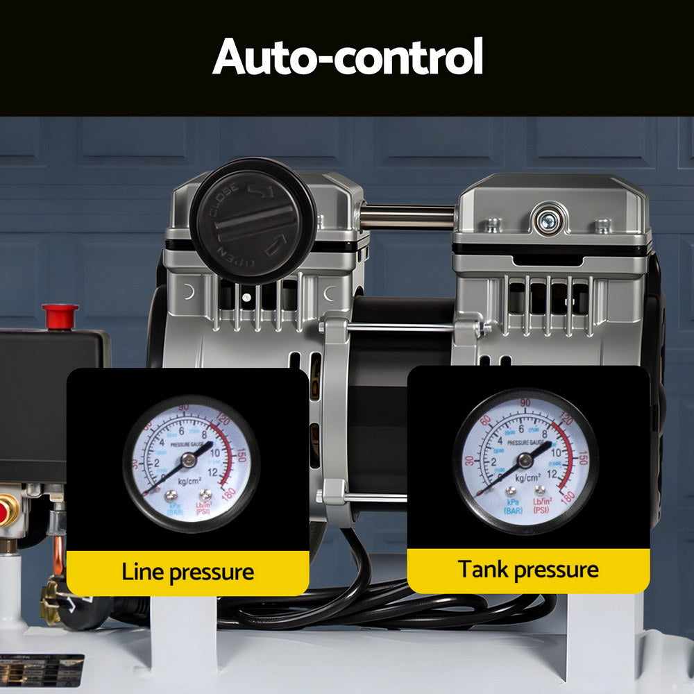 Air Compressors: Giantz 24L Air Compressor Quiet 0.75HP Oil-Free Portable Tyre Inflator 40L/Min