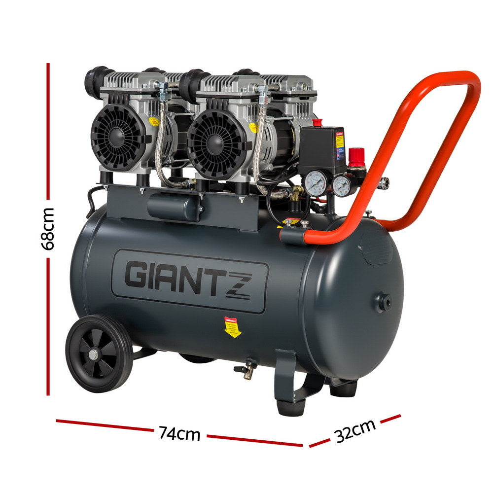 Air Compressors: Giantz 50L Air Compressor Quiet 3.0HP Oil-Free Portable Tyre Inflator 200L/Min