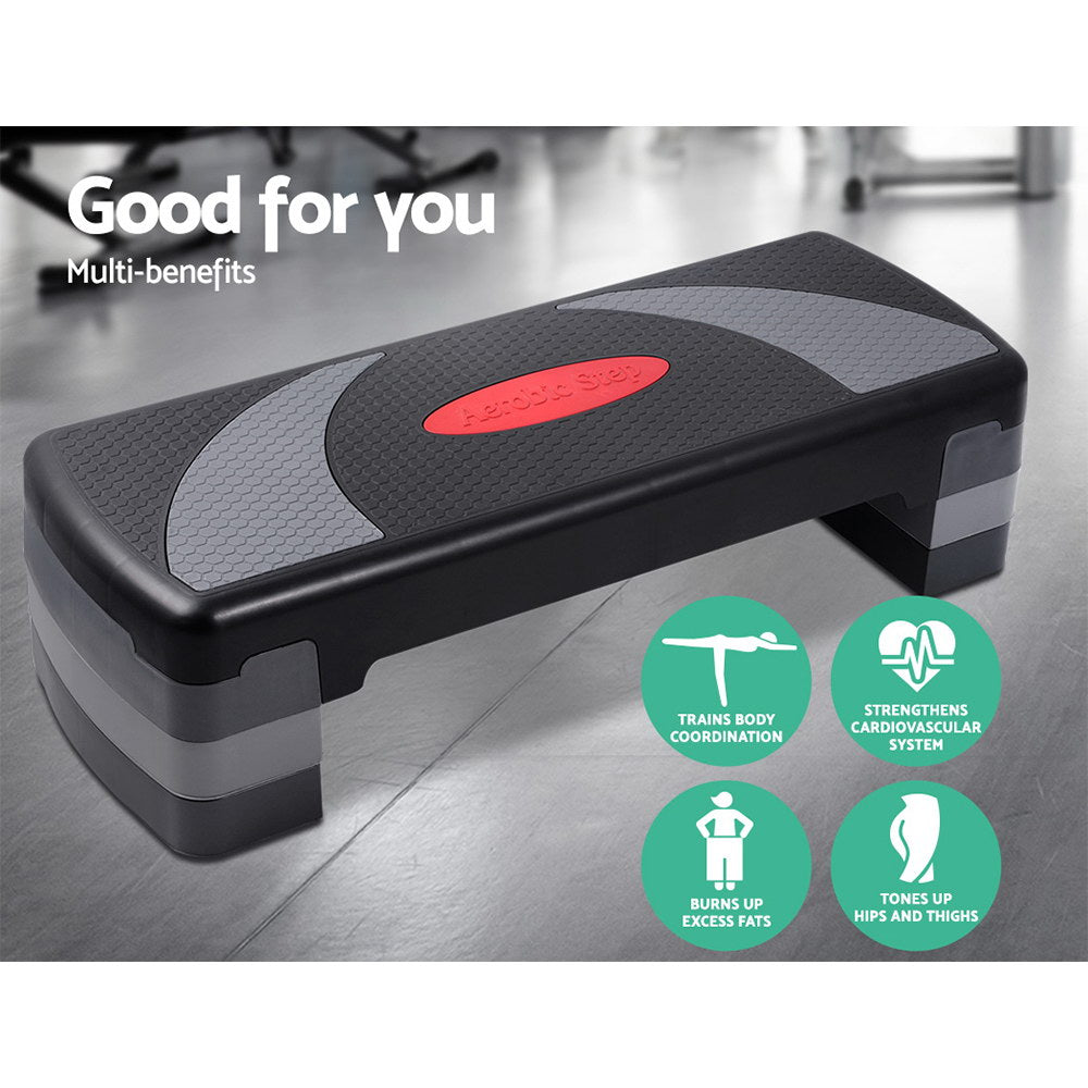 Gym & Training Step: Everfit 3 Level Aerobic Step Exercise Stepper 78cm Gym Home Fitness