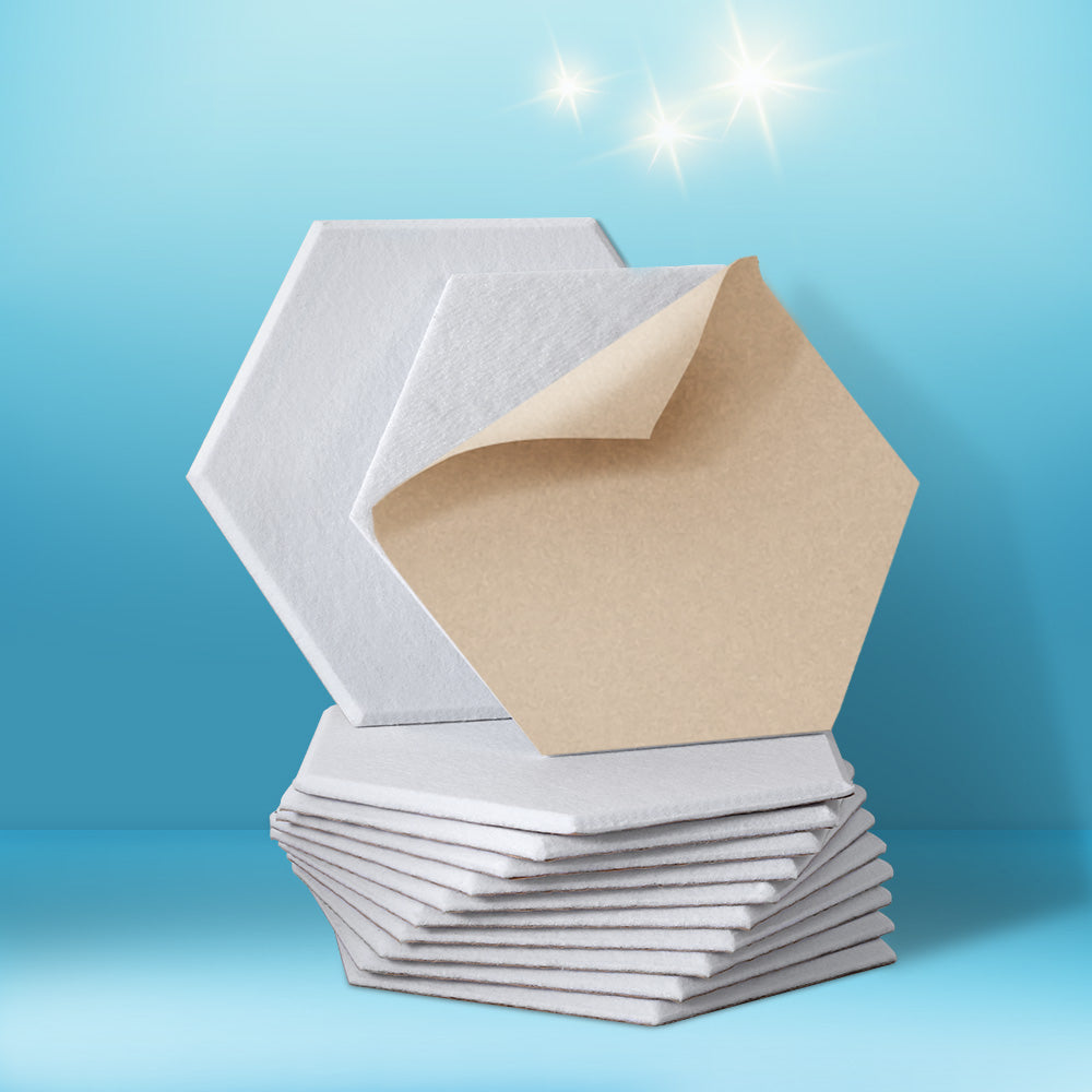 Audio Accessories: Alpha Acoustic Foam 12pcs 35x30x0.9cm Soundproof Absorption Panel Adhesive White