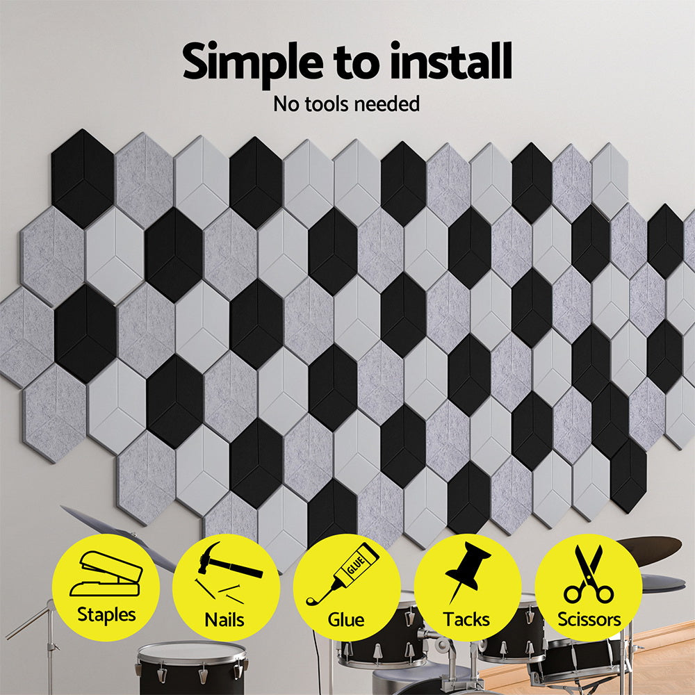 Audio Accessories: Alpha Acoustic Foam 12pcs 35x30x0.9cm Soundproof Absorption Panel Adhesive White