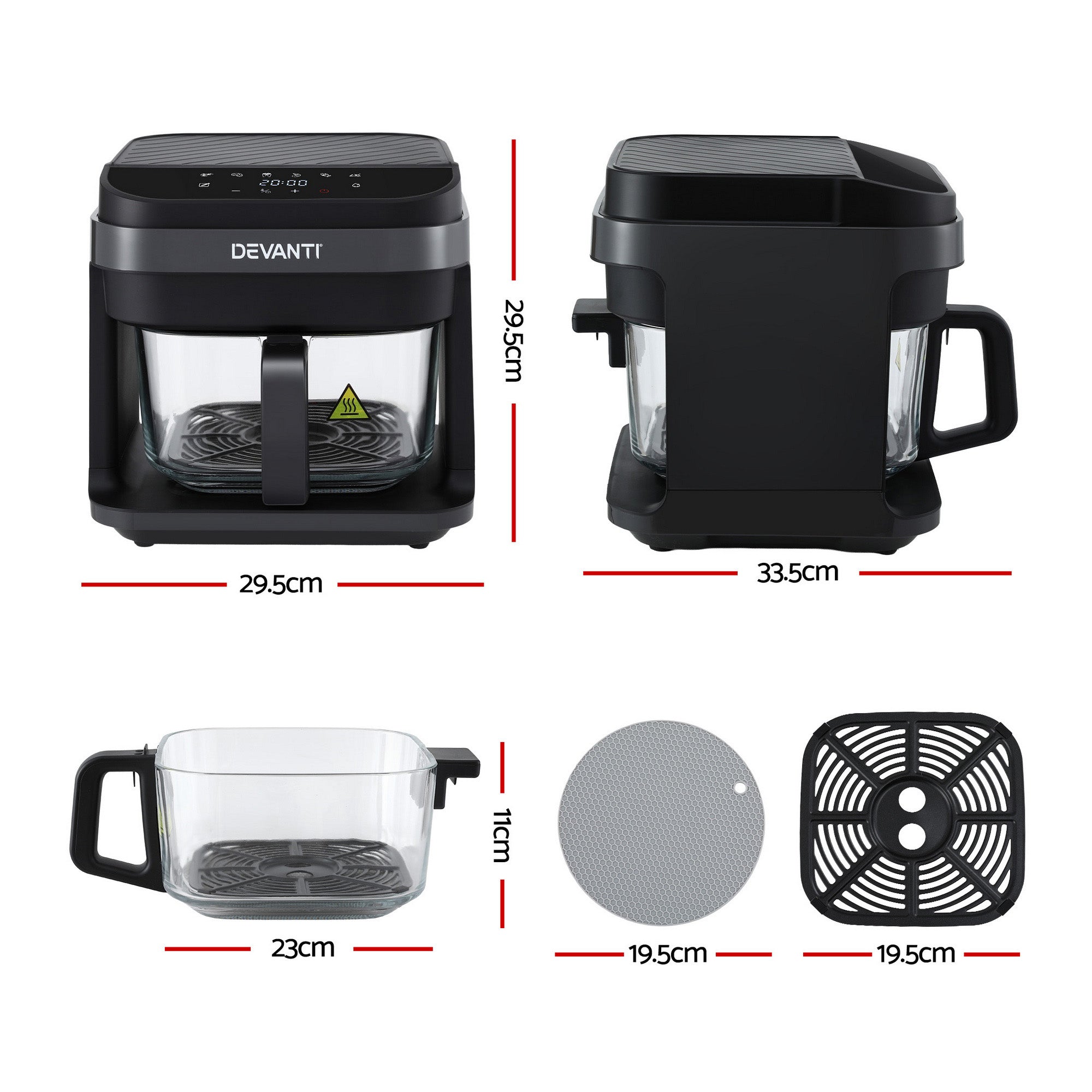 Air Fryers: Devanti Air Fryer 5.5L Touch Control Electric Cooker 1200W Black
