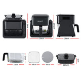 Air Fryers: Devanti 2-IN-1 Air Fryer 5.5L Dual Zone Fryers Electric Cooker with Top BBQ Grill & Bot