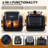 Air Fryers: Devanti 2-IN-1 Air Fryer 5.5L Dual Zone Fryers Electric Cooker with Top BBQ Grill & Bot