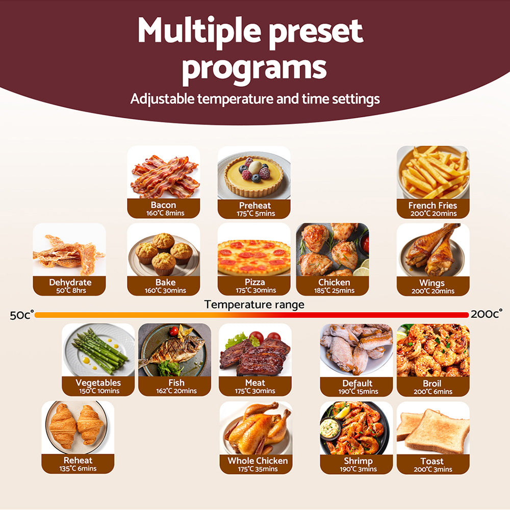 Air Fryers: Devanti Air Fryer 13L LCD Fryers Oven