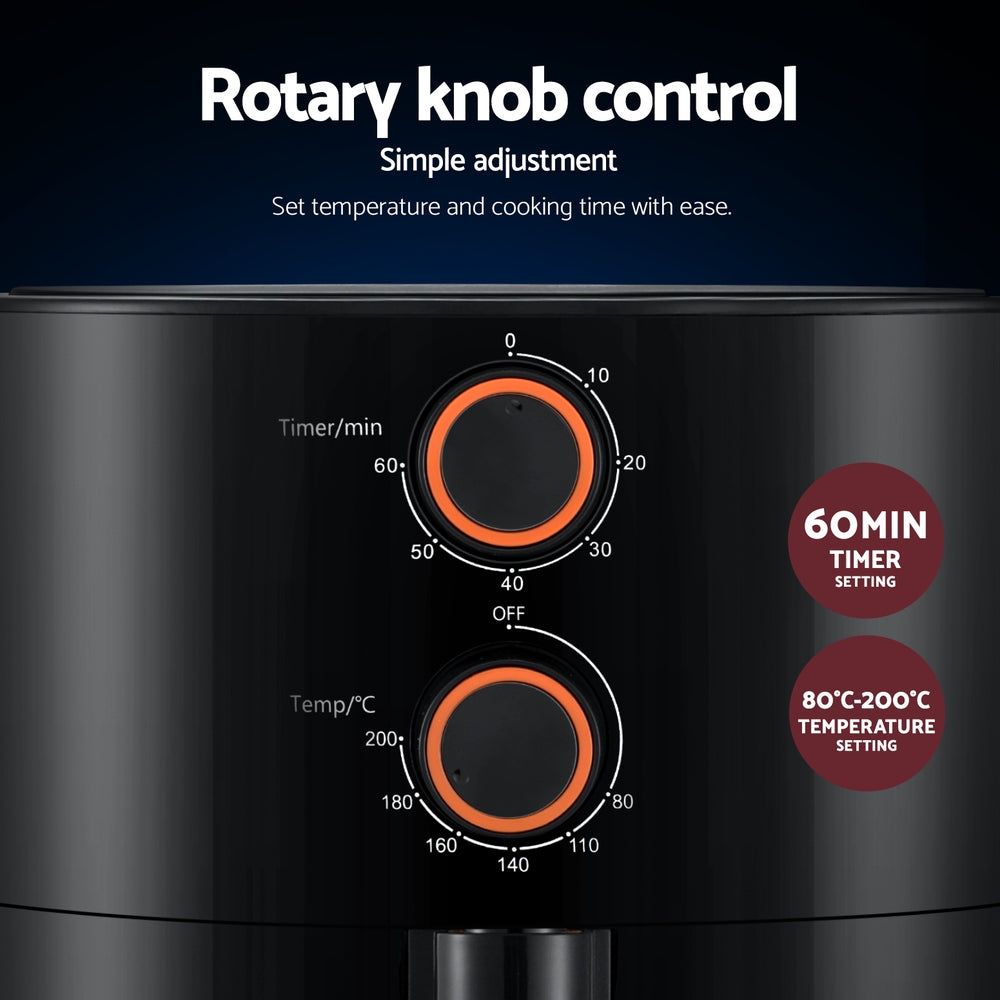 Air Fryers: Devanti 4L Air Fryer Knob Control 1500W