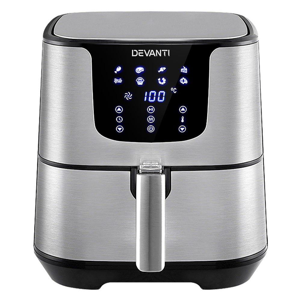 Air Fryers: Devanti Air Fryer 7L LCD Fryers Stainless Steel