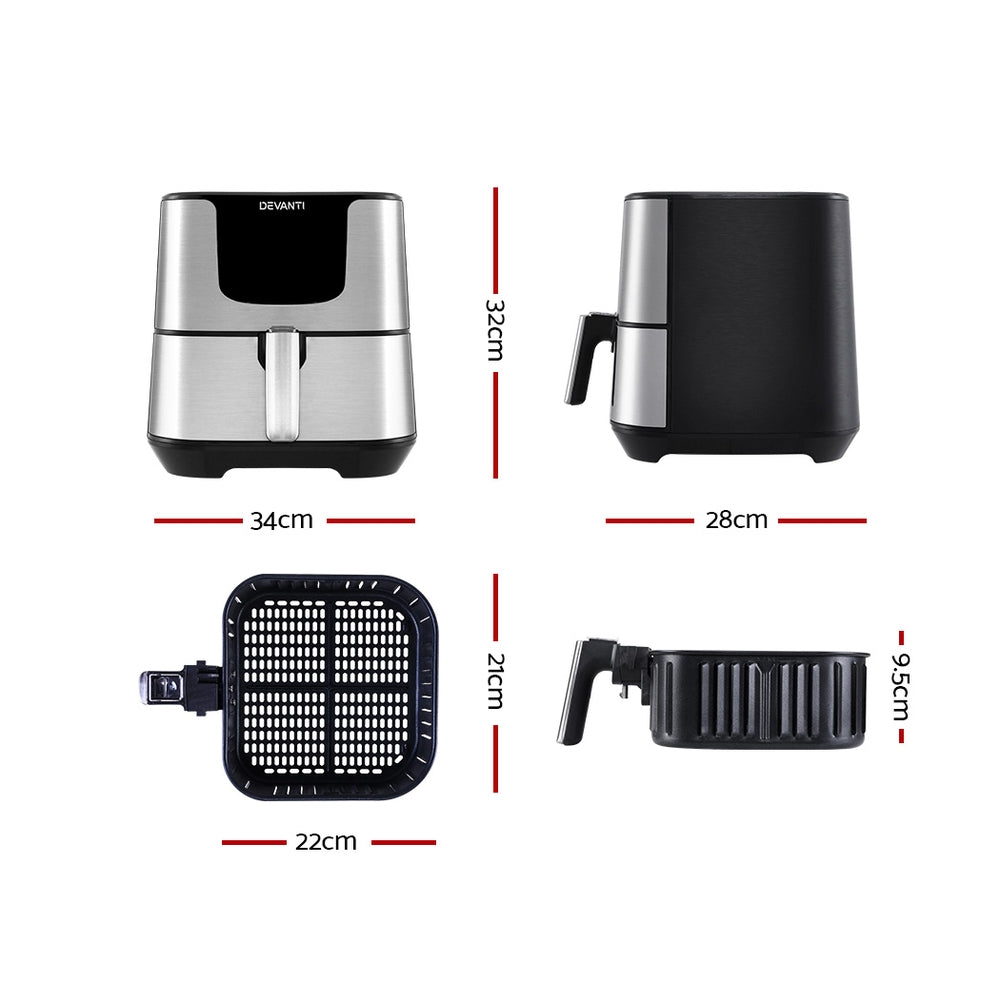 Air Fryers: Devanti Air Fryer 7L LCD Fryers Stainless Steel