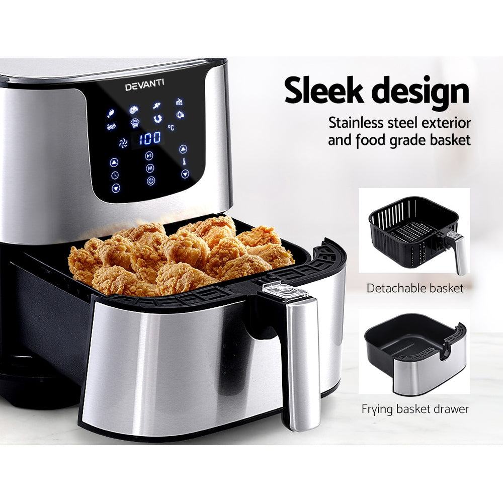 Air Fryers: Devanti Air Fryer 7L LCD Fryers Stainless Steel