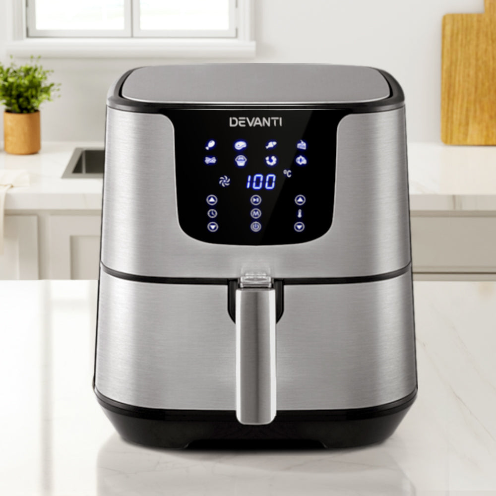 Air Fryers: Devanti Air Fryer 7L LCD Fryers Stainless Steel
