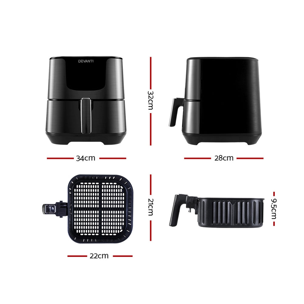Air Fryers: Devanti Air Fryer 7L LCD Fryers Black