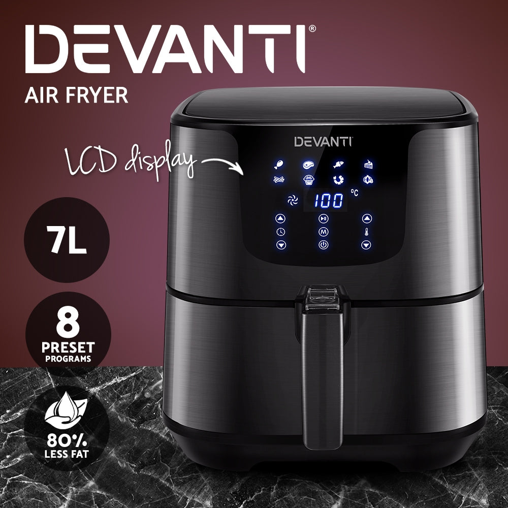 Air Fryers: Devanti Air Fryer 7L LCD Fryers Black