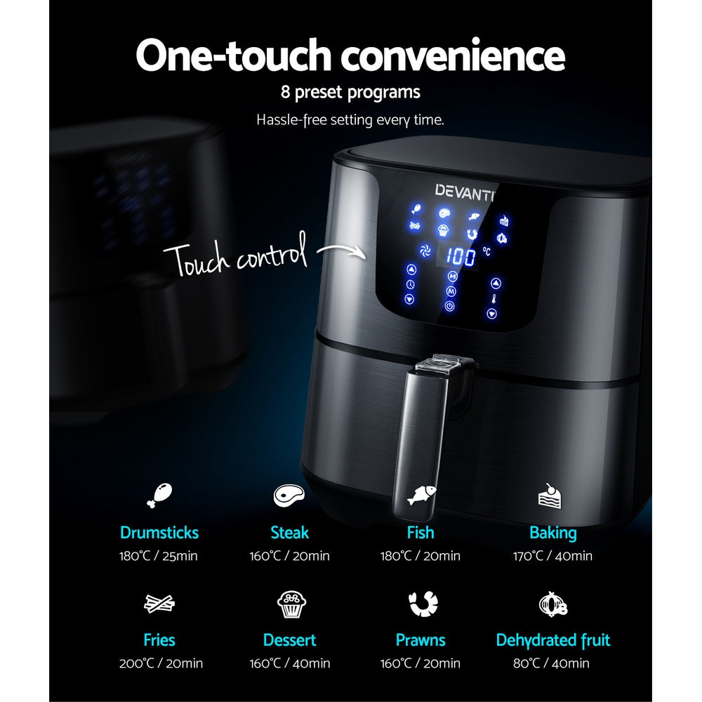 Air Fryers: Devanti Air Fryer 7L LCD Fryers Black