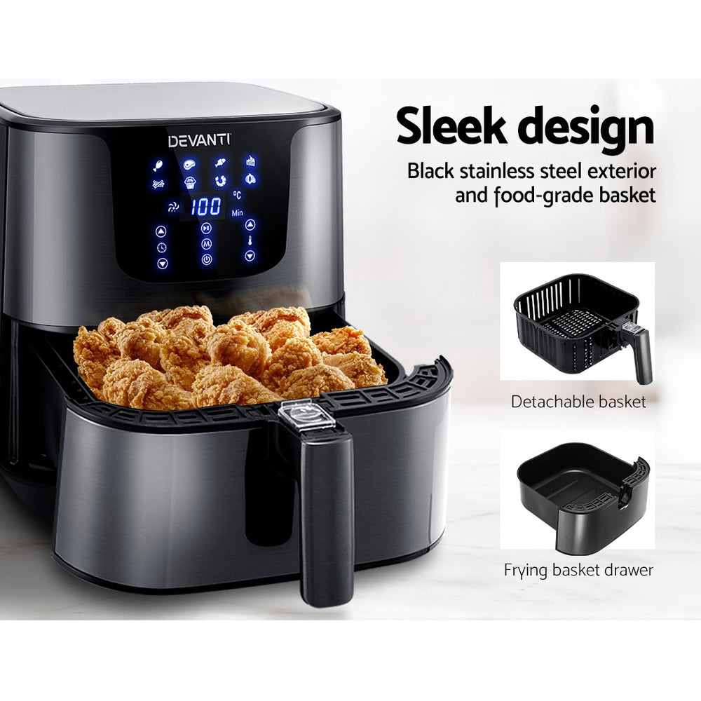 Air Fryers: Devanti Air Fryer 7L LCD Fryers Black