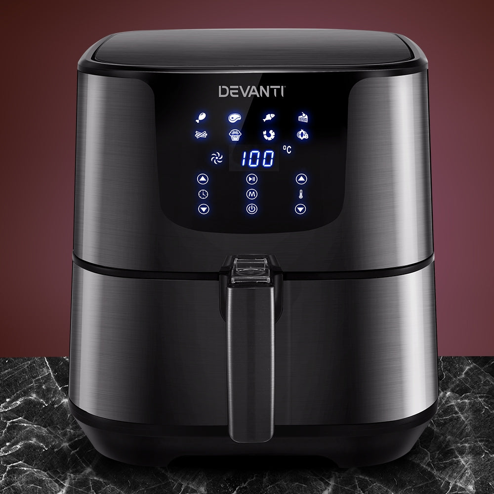 Air Fryers: Devanti Air Fryer 7L LCD Fryers Black
