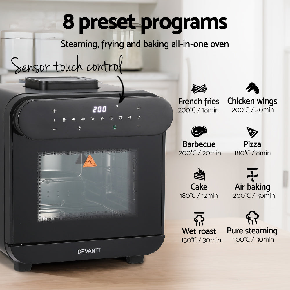 Air Fryers: Devanti Steam Air Fryer Oven 15L W/ LCD Touch 1600W