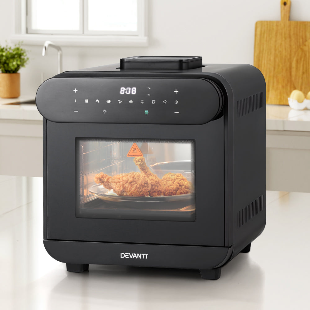 Air Fryers: Devanti Steam Air Fryer Oven 15L W/ LCD Touch 1600W