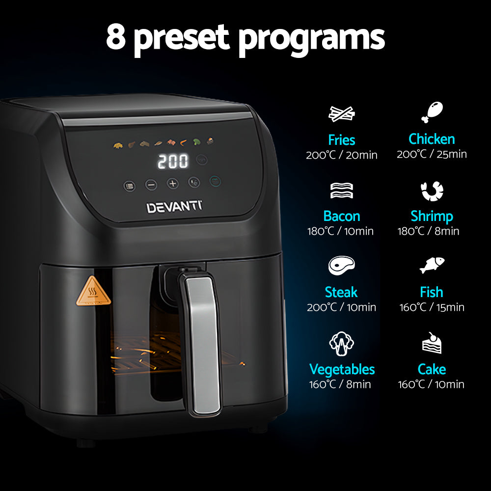 Air Fryers: Devanti Air Fryer 5L W/ LCD Touch 1500W