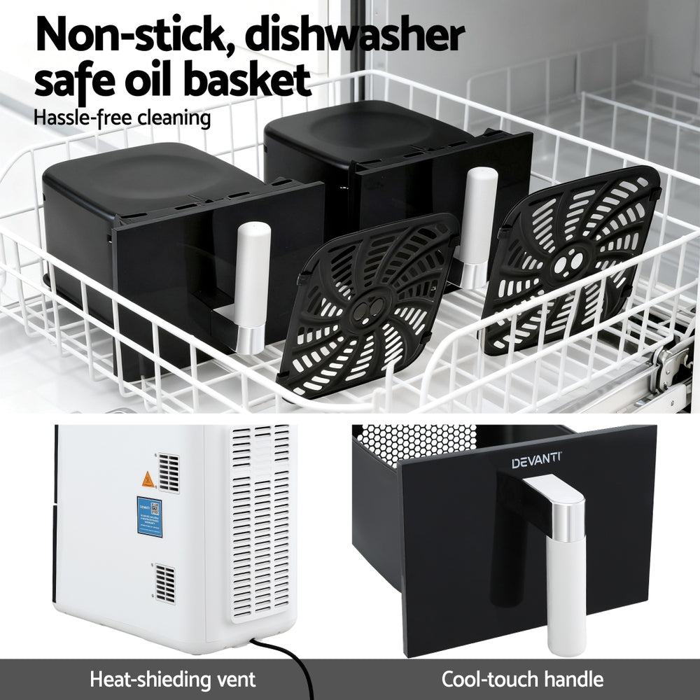 Air Fryers: Devanti Air Fryer Oven 11L Dual Zone Fryers