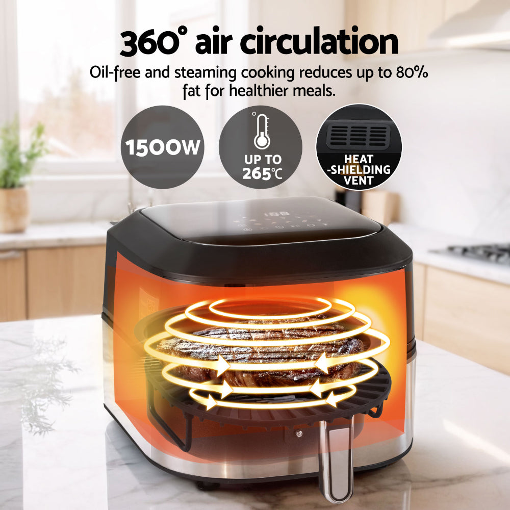 Air Fryers: Devanti 5.5L Air Fryer & Grill LCD Fryers 1500W