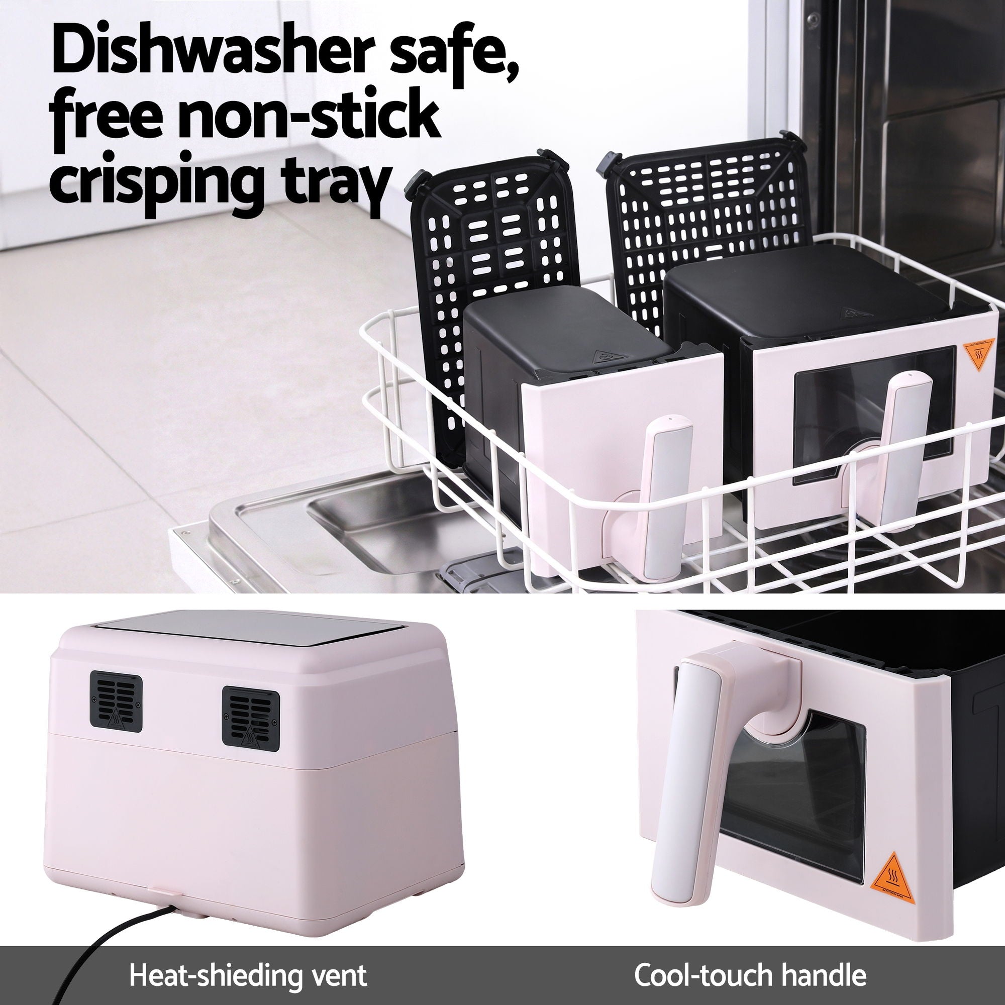 Air Fryers: Devanti Air Fryer 9L Dual Zone Fryers 2600W Pink