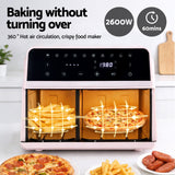 Air Fryers: Devanti Air Fryer 9L Dual Zone Fryers 2600W Pink