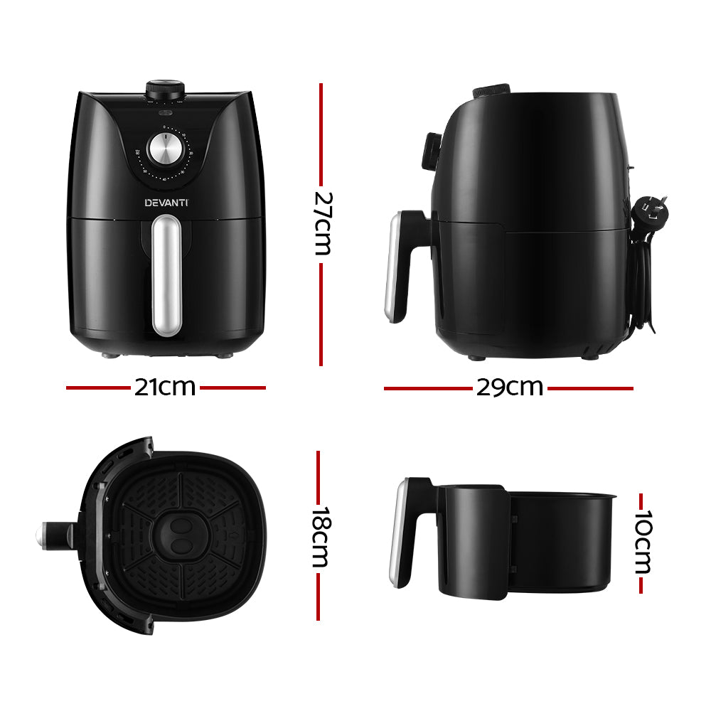 Air Fryers: Devanti Air Fryer 2.5L Knob Fryers