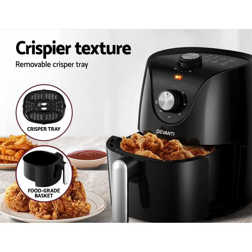 Air Fryers: Devanti Air Fryer 2.5L Knob Fryers