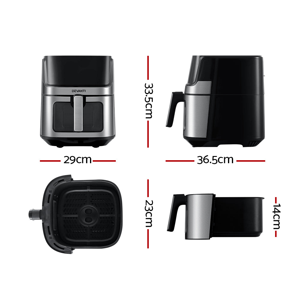 Air Fryers: Devanti Air Fryer 6.5L LCD Fryers Clear Window