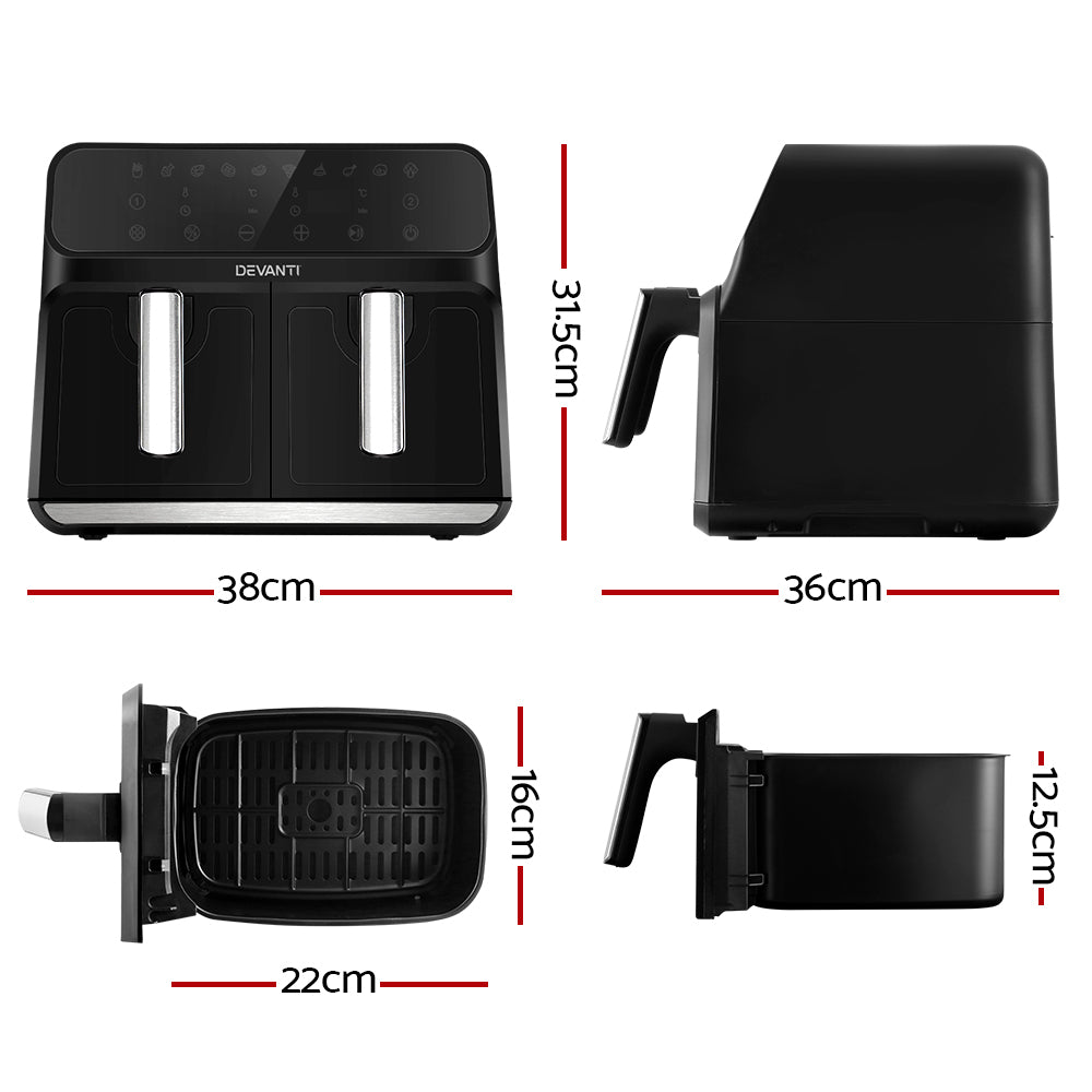 Air Fryers: Devanti Air Fryer 8L Dual Zone Fryers