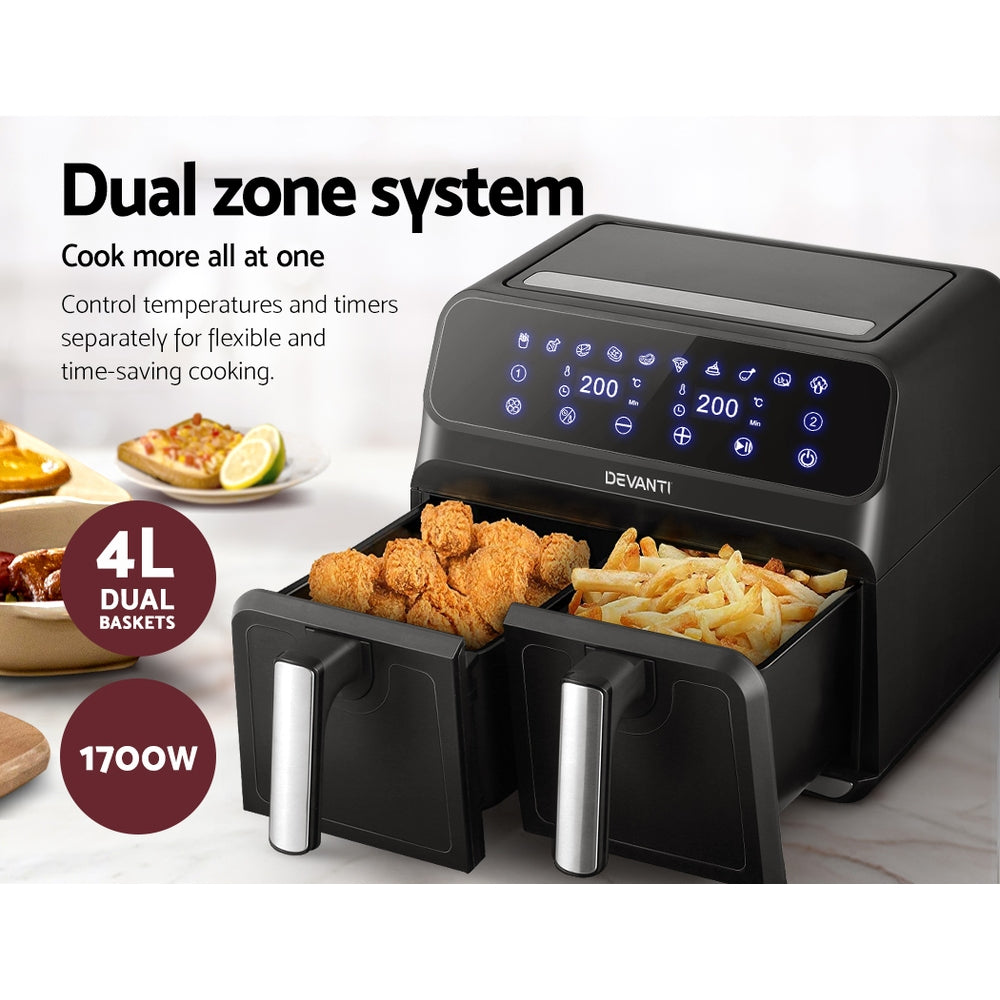 Air Fryers: Devanti Air Fryer 8L Dual Zone Fryers