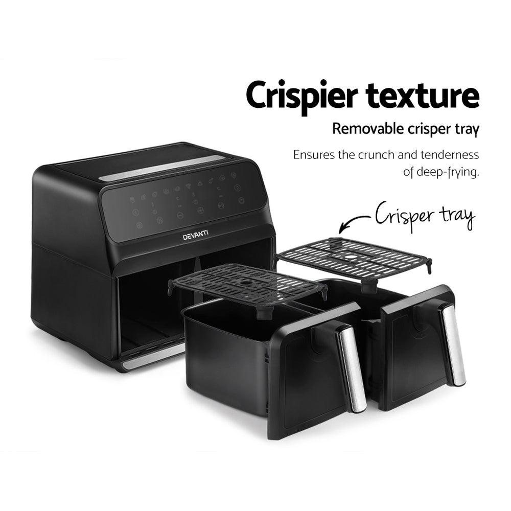 Air Fryers: Devanti Air Fryer 8L Dual Zone Fryers